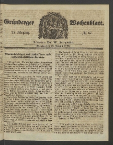 Grünberger Wochenblatt, No. 67. (22. August 1859)
