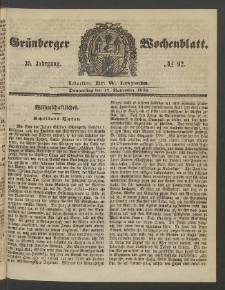 Grünberger Wochenblatt, No. 92. (17. November 1859)