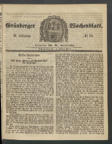 Gr&uuml;nberger Wochenblatt, No. 18. (1. M&auml;rz 1860)