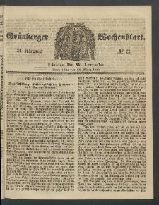 Grünberger Wochenblatt, No. 22. (15. März 1860)