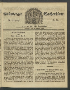 Grünberger Wochenblatt, No. 25. (26. März 1860)