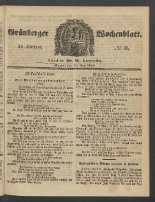 Gr&uuml;nberger Wochenblatt, No. 39. (14. Mai 1860)