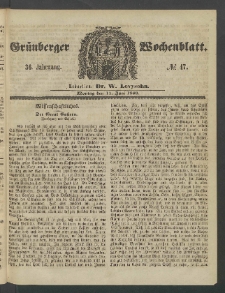 Grünberger Wochenblatt, No. 47. (11. Juni 1860)