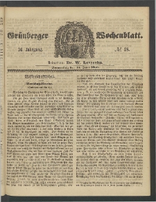 Gr&uuml;nberger Wochenblatt, No. 48. (14. Juni 1860)