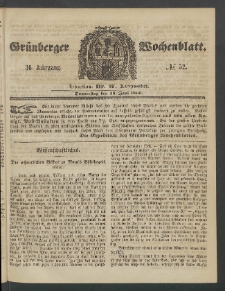Grünberger Wochenblatt, No. 52. (28. Juni 1860)