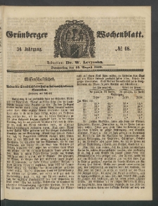 Grünberger Wochenblatt, No. 68. (23. August 1860)