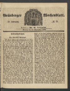 Grünberger Wochenblatt, No. 75. (17. September 1860)