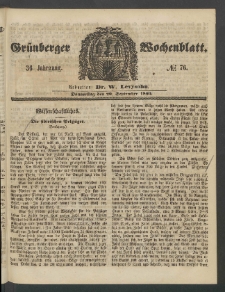 Grünberger Wochenblatt, No. 76. (20. September 1860)