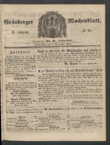Grünberger Wochenblatt, No. 98. (6. December 1860)