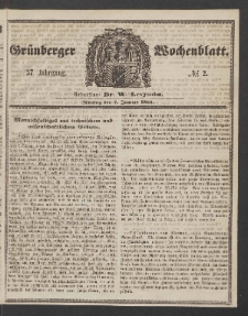 Grünberger Wochenblatt, No. 2. (7. Januar 1861)