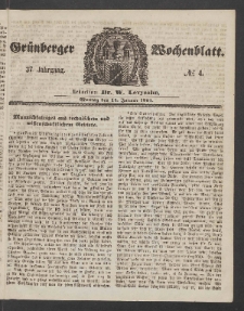 Grünberger Wochenblatt, No. 4. (14. Januar 1861)
