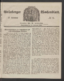 Grünberger Wochenblatt, No. 15. (21. Februar 1861)