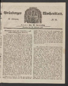 Grünberger Wochenblatt, No. 16. (25. Februar 1861)