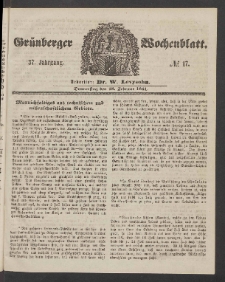 Grünberger Wochenblatt, No. 17. (28. Februar 1861)