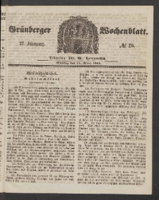 Grünberger Wochenblatt, No. 20. (11. März 1861)