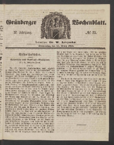 Grünberger Wochenblatt, No. 23. (21. März 1861)