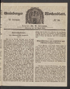 Grünberger Wochenblatt, No. 34. (29. April 1861)