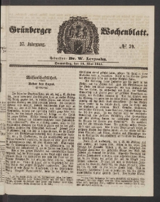 Grünberger Wochenblatt, No. 39. (16. Mai 1861)