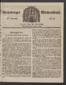 Grünberger Wochenblatt, No. 45. (6. Juni 1861)