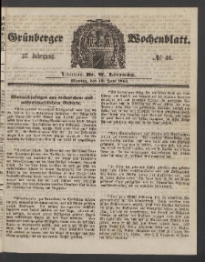 Grünberger Wochenblatt, No. 46. (10. Juni 1861)