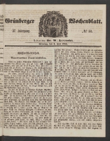 Grünberger Wochenblatt, No. 54. (8. Juli 1861)
