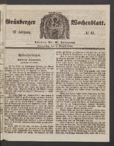 Grünberger Wochenblatt, No. 63. (8. August 1861)