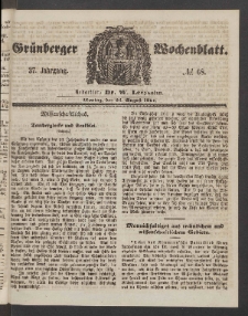 Grünberger Wochenblatt, No. 68. (26. August 1861)