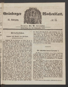 Grünberger Wochenblatt, No. 72. [właśc. 73] (12. September 1861)