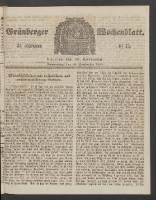 Grünberger Wochenblatt, No. 75. (19. September 1861)