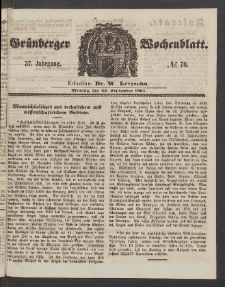 Grünberger Wochenblatt, No. 76. (23. September 1861)
