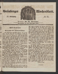 Grünberger Wochenblatt, No. 77. (26. September 1861)