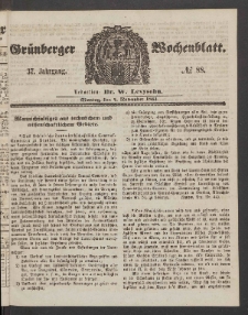 Grünberger Wochenblatt, No. 88. (4. November 1861)