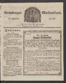 Grünberger Wochenblatt, No. 102. (23. Dezember 1861)