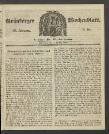 Grünberger Wochenblatt, No. 18. (3. März 1862)