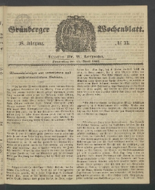 Grünberger Wochenblatt, No. 33. (24. April 1862)