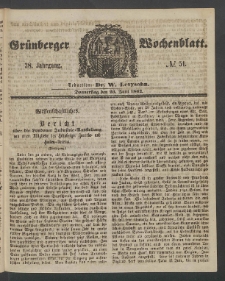 Gr&uuml;nberger Wochenblatt, No. 51. (26. Juni 1862)