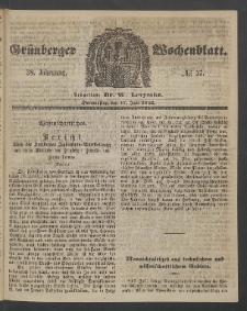 Gr&uuml;nberger Wochenblatt, No. 57. (17. Juli 1862)