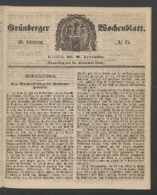Grünberger Wochenblatt, No. 75. (18. September 1862)