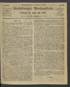 Grünberger Wochenblatt: Zeitung für Stadt und Land, No. 97. (4. December 1862)