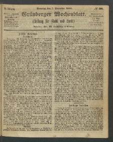 Grünberger Wochenblatt: Zeitung für Stadt und Land, No. 98. (7. December 1862)