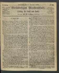 Grünberger Wochenblatt: Zeitung für Stadt und Land, No. 99. (11. December 1862)