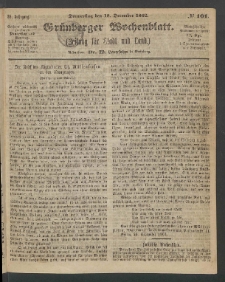 Gr&uuml;nberger Wochenblatt: Zeitung f&uuml;r Stadt und Land, No. 101. (18. December 1862)