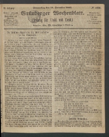 Grünberger Wochenblatt: Zeitung für Stadt und Land, No. 101. (18. December 1862)