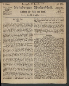 Gr&uuml;nberger Wochenblatt: Zeitung f&uuml;r Stadt und Land, No. 104. (28. December 1862)