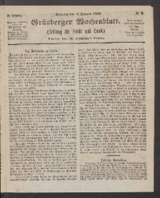 Grünberger Wochenblatt: Zeitung für Stadt und Land, No. 2. (4. Januar 1863)