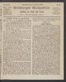 Grünberger Wochenblatt: Zeitung für Stadt und Land, No. 3. (8. Januar 1863)