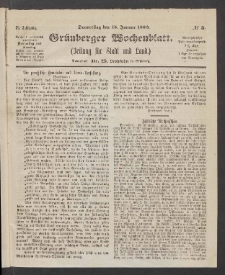 Grünberger Wochenblatt: Zeitung für Stadt und Land, No. 5. (15. Januar 1863)