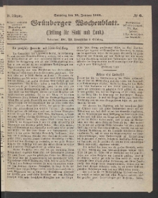 Grünberger Wochenblatt: Zeitung für Stadt und Land, No. 6. (18. Januar 1863)