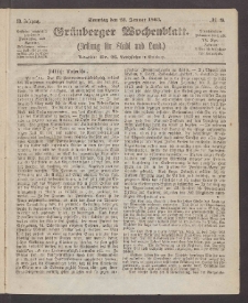 Grünberger Wochenblatt: Zeitung für Stadt und Land, No. 8. (25. Januar 1863)