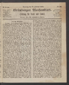 Gr&uuml;nberger Wochenblatt: Zeitung f&uuml;r Stadt und Land, No. 16. (22. Februar 1863)